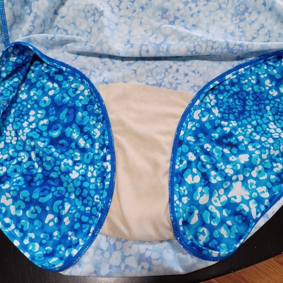 Swimsuits For All Women's 20 Squareneck Swimdress Attached Bottoms Blue Leopard - Picture 8 of 10